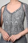 Buy_OHH CROW_Grey Silk, Tissue, Organza Embroidery, Sequins, Mirrors Corset Sharara Set _Online
