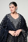 Shop_OHH CROW_Blue Silk, Tissue, Organza Embroidery, Sequins, Mirrors V-neck, No Kurta Set 