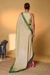 Shop_Masaba_Green Chiffon, Silk Foil Turtle Tale Saree With Unstitched Blouse Piece _at_Aza_Fashions