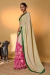 Buy_Masaba_Green Chiffon, Silk Foil Turtle Tale Saree With Unstitched Blouse Piece _Online_at_Aza_Fashions