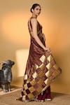 Masaba_Purple Silk, Tissue Zari, Gota Corncrest Saree With Unstitched Blouse Piece _Online_at_Aza_Fashions