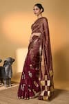 Buy_Masaba_Purple Silk, Tissue Zari, Gota Corncrest Saree With Unstitched Blouse Piece _Online_at_Aza_Fashions