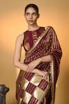 Shop_Masaba_Purple Silk, Tissue Zari, Gota Corncrest Saree With Unstitched Blouse Piece _Online_at_Aza_Fashions