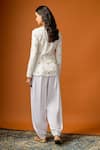 Shop_RAYASHA KHAN_White Silk, Crepe, Georgette Stones, Crystals, Haya Embellished Blazer Pant Set _at_Aza_Fashions