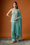 Buy_RAYASHA KHAN_Green Silk, Chiffon, Georgette Embroidery, Zari Dur Embellished Kurta Salwar Set _at_Aza_Fashions