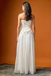 Shop_RAYASHA KHAN_White Silk, Georgette Pearls, Stones, Tassels Malak Embroidered Corset Skirt Set _at_Aza_Fashions