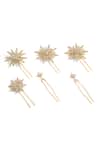 Buy_Hair Drama CO_White Crystals Celeste U Hair Pins - Set Of 6 _Online_at_Aza_Fashions