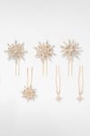 Hair Drama CO_White Crystals Celeste U Hair Pins - Set Of 6 _at_Aza_Fashions