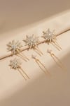 Shop_Hair Drama CO_White Crystals Celeste U Hair Pins - Set Of 6 _at_Aza_Fashions