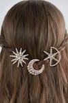 Buy_Hair Drama CO_White Crystals Celestia Hair Pins - Set Of 3 _at_Aza_Fashions