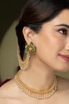 Buy_Joules by Radhika_Green Pearls, Chains Emerald Bloom Changeable Kaan Earrings _at_Aza_Fashions