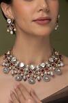Shop_Joules by Radhika_White Pearls, Stones, Crystals Heirloom Majesty Necklace Set _at_Aza_Fashions