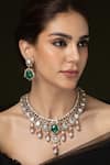 Buy_Joules by Radhika_Multi Color Beads, Pearls, Stones, Crystals Emerald City Festive Necklace Set _at_Aza_Fashions