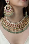 Shop_Joules by Radhika_Multi Color Beads, Pearls, Stones Festive Arch Heritage Necklace Set _at_Aza_Fashions
