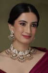 Buy_Joules by Radhika_White Beads, Pearls, Stones Jhoomar Dome Sculpted Necklace Set _at_Aza_Fashions