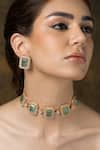 Buy_Joules by Radhika_Green Stones Mint Majesty Choker Necklace Set _at_Aza_Fashions