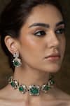 Buy_Joules by Radhika_Emerald Green Stones Vrinda Bloom Necklace Set _at_Aza_Fashions