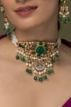 Shop_Joules by Radhika_White Beads, Pearls, Stones, Rajkumari Grandeur Choker Set _at_Aza_Fashions