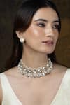 Buy_Joules by Radhika_White Pearls, Mirrors Embellished Whisper Choker Set _at_Aza_Fashions