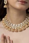 Shop_Joules by Radhika_Gold Plated Zari, Stones Imperial Blossom Necklace Set _at_Aza_Fashions