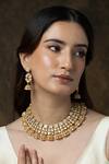 Buy_Joules by Radhika_Gold Plated Zari, Stones Imperial Blossom Necklace Set _at_Aza_Fashions