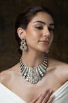 Buy_Joules by Radhika_White Stones Regal Green Wave Necklace Set _at_Aza_Fashions