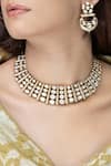 Shop_Joules by Radhika_White Stones, Mirrors Lustrous Work Necklace Set _at_Aza_Fashions