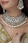 Shop_Joules by Radhika_Gold Plated Pearls, Stones Noorani Embellished Necklace Set _at_Aza_Fashions