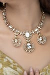 Shop_Joules by Radhika_Gold Plated Pearls, Stones Noor Embellished Necklace Set _at_Aza_Fashions