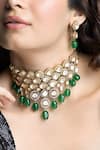Shop_Joules by Radhika_Green Stones Heeraya Embellished Necklace Set _at_Aza_Fashions