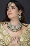 Buy_Joules by Radhika_Green Beads, Pearls, Stones Devika Studded Necklace Set _at_Aza_Fashions