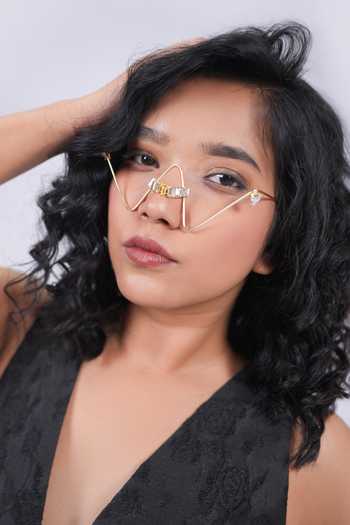 Buy_Vaidaan_Gold Stones Victoria Embellished Facelet _at_Aza_Fashions