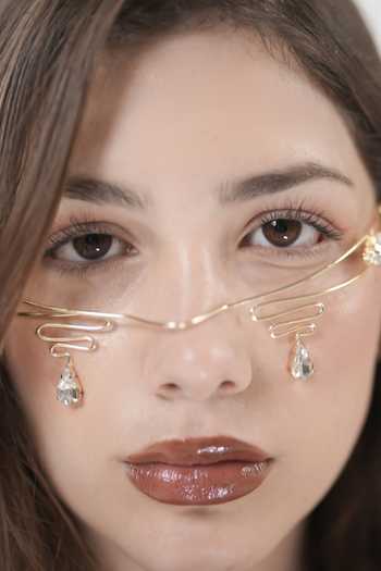 Vaidaan_Gold Stones, Crystals Zuri Embellished Facelet _Online_at_Aza_Fashions