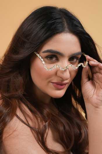 Buy_Vaidaan_Gold Stones Ray Embellished Facelet _at_Aza_Fashions
