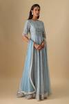 Buy_Essay By Sumedha Agrawal_Blue Silk, Tissue Embroidery, Sequins, Beads, Crushed Anarkali With Dupatta _at_Aza_Fashions