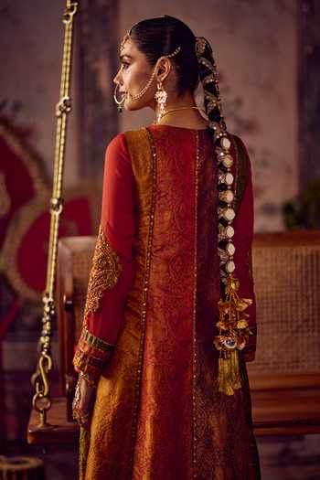 Shop_Reeti Arneja_Multi Color Handloom Cotton, Georgette Embroidery, Rang Kali Kurta And Sharara Set _at_Aza_Fashions