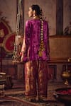 Shop_Reeti Arneja_Magenta Silk, Velvet, Brocade Embroidery Gul Rang Kheem Khaab Kurta And Salwar Set _at_Aza_Fashions