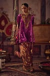 Reeti Arneja_Magenta Silk, Velvet, Brocade Embroidery Gul Rang Kheem Khaab Kurta And Salwar Set _Online_at_Aza_Fashions
