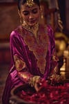 Buy_Reeti Arneja_Magenta Silk, Velvet, Brocade Embroidery Gul Rang Kheem Khaab Kurta And Salwar Set _Online_at_Aza_Fashions