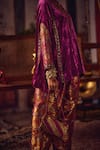 Shop_Reeti Arneja_Magenta Silk, Velvet, Brocade Embroidery Gul Rang Kheem Khaab Kurta And Salwar Set _Online_at_Aza_Fashions