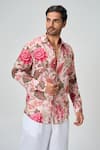 Buy_Honey&Me_Multi Color Linen Rose Garden Print Shirt _at_Aza_Fashions