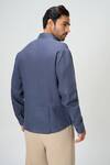 Shop_Honey&Me_Blue Linen The Midnight Shirt _at_Aza_Fashions