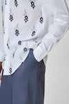 Buy_Honey&Me_White Linen Ikat Dagger Print Shirt _Online_at_Aza_Fashions
