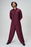 Buy_Honey&Me_Purple Linen Merlot Trouser _at_Aza_Fashions