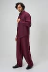 Shop_Honey&Me_Purple Linen Merlot Trouser _at_Aza_Fashions