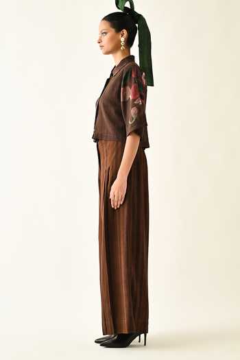Shop_OFRIDA_Pink Collared Earth Bloom Box Cropped Shirt _Online_at_Aza_Fashions