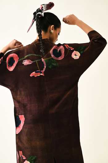 Shop_OFRIDA_Pink Cotton Collared Earth Bloom Printed Midi Dress _Online_at_Aza_Fashions