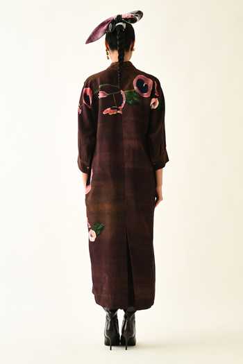 Shop_OFRIDA_Pink Cotton Collared Earth Bloom Printed Midi Dress _at_Aza_Fashions