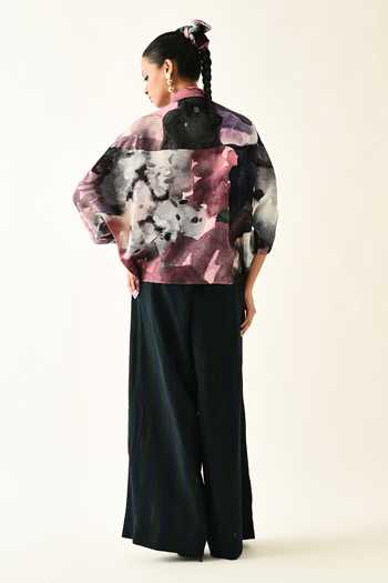 Shop_OFRIDA_Multi Color Collared Twilight Bloom Ae Printed Cotton Shirt _at_Aza_Fashions