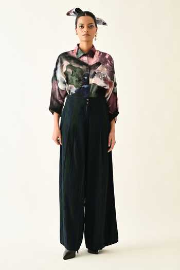Shop_OFRIDA_Multi Color Collared Twilight Bloom Ae Printed Cotton Shirt _Online_at_Aza_Fashions